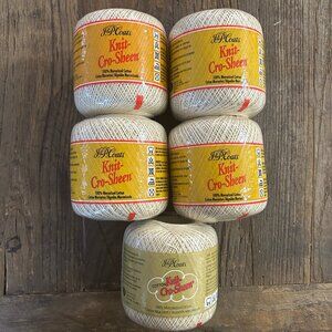 Lot of 5 Vintage J&P‎ Coats Knit-Cro-Sheen Mercerized Cotton Thread – Ecru #61